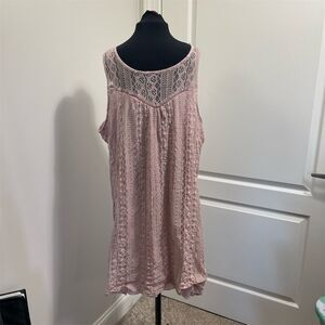 Paper Planes Women's 3X Pink Lace Trim Sleeveless Camisole Tank Top